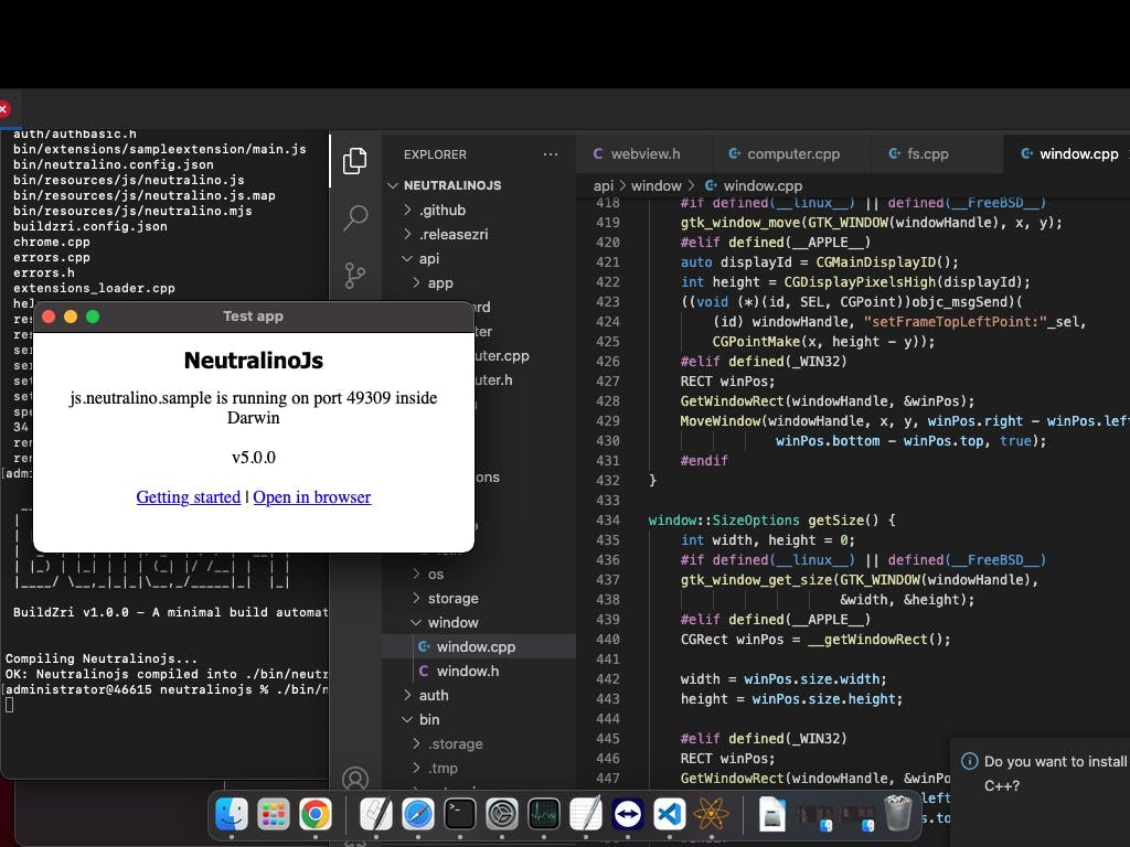 Neutralinojs screenshot MacStadium