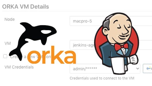 Orka and Jenkins logo on Orka VM Details background