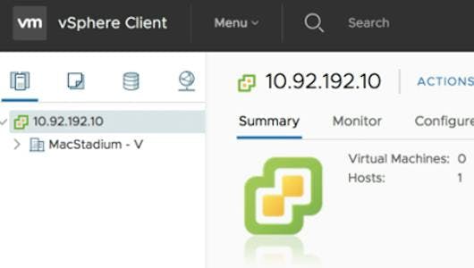 VMware vSphere client screen
