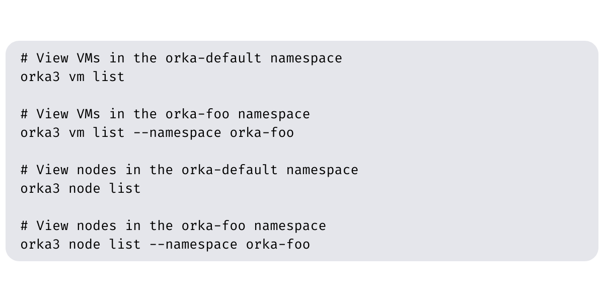 Namespace flag in Orka3 CLI