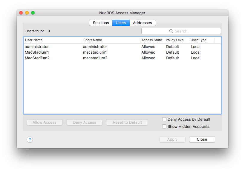 NuoRDS access manager