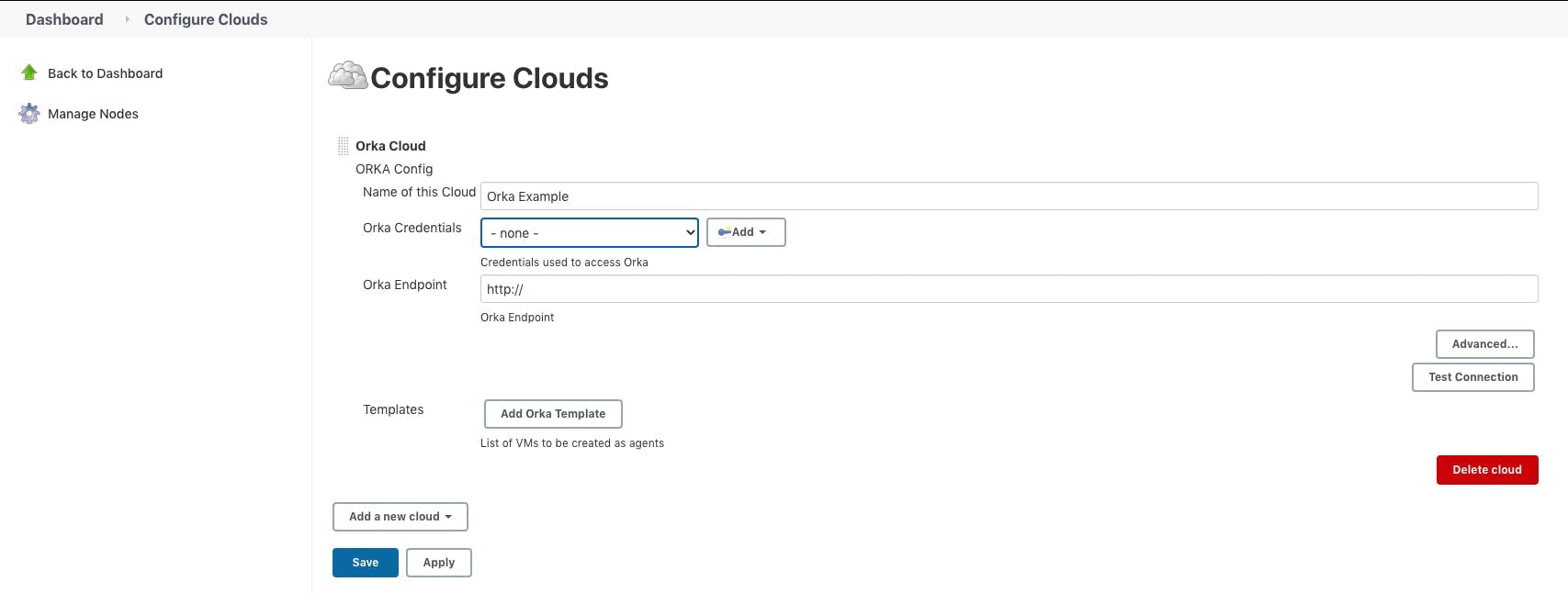 add new cloud in Jenkins_Orka cloud