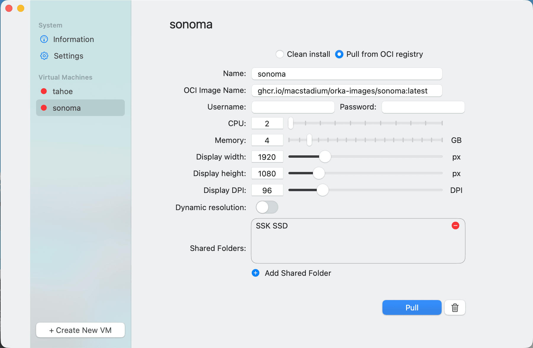 Orka Desktop 3.1 shared storage mounting