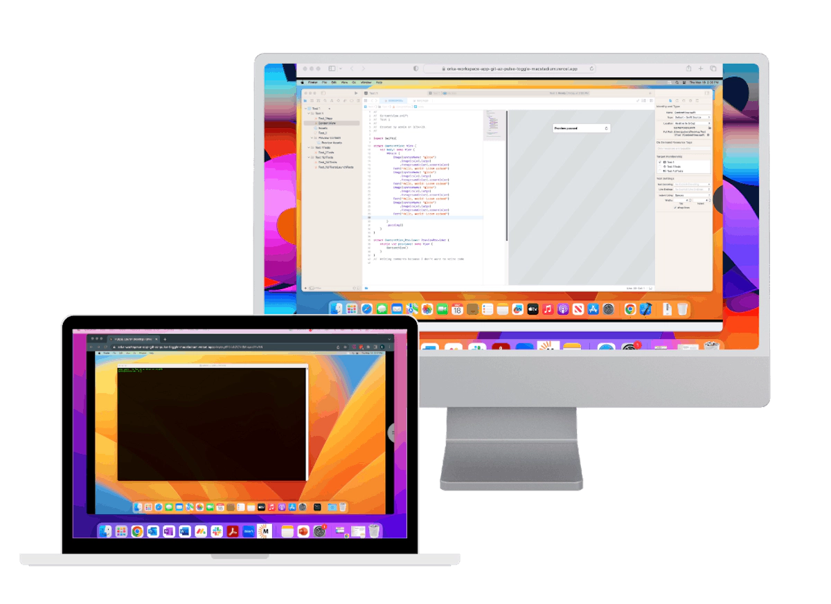 Virtual desktop window on imac